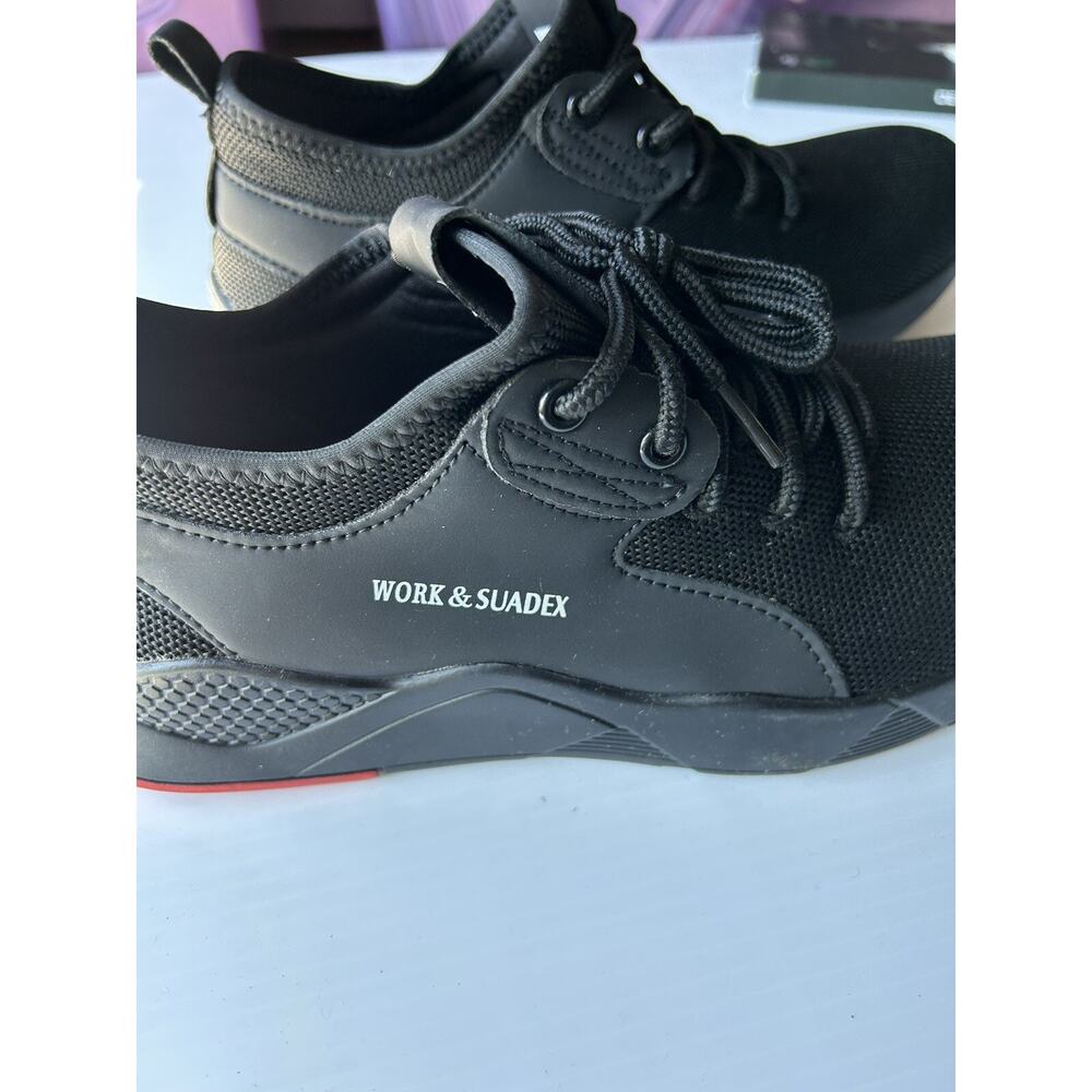 Steel Toe Sneakers, Suadex, Black, Size 12.5 Women/11 Men
